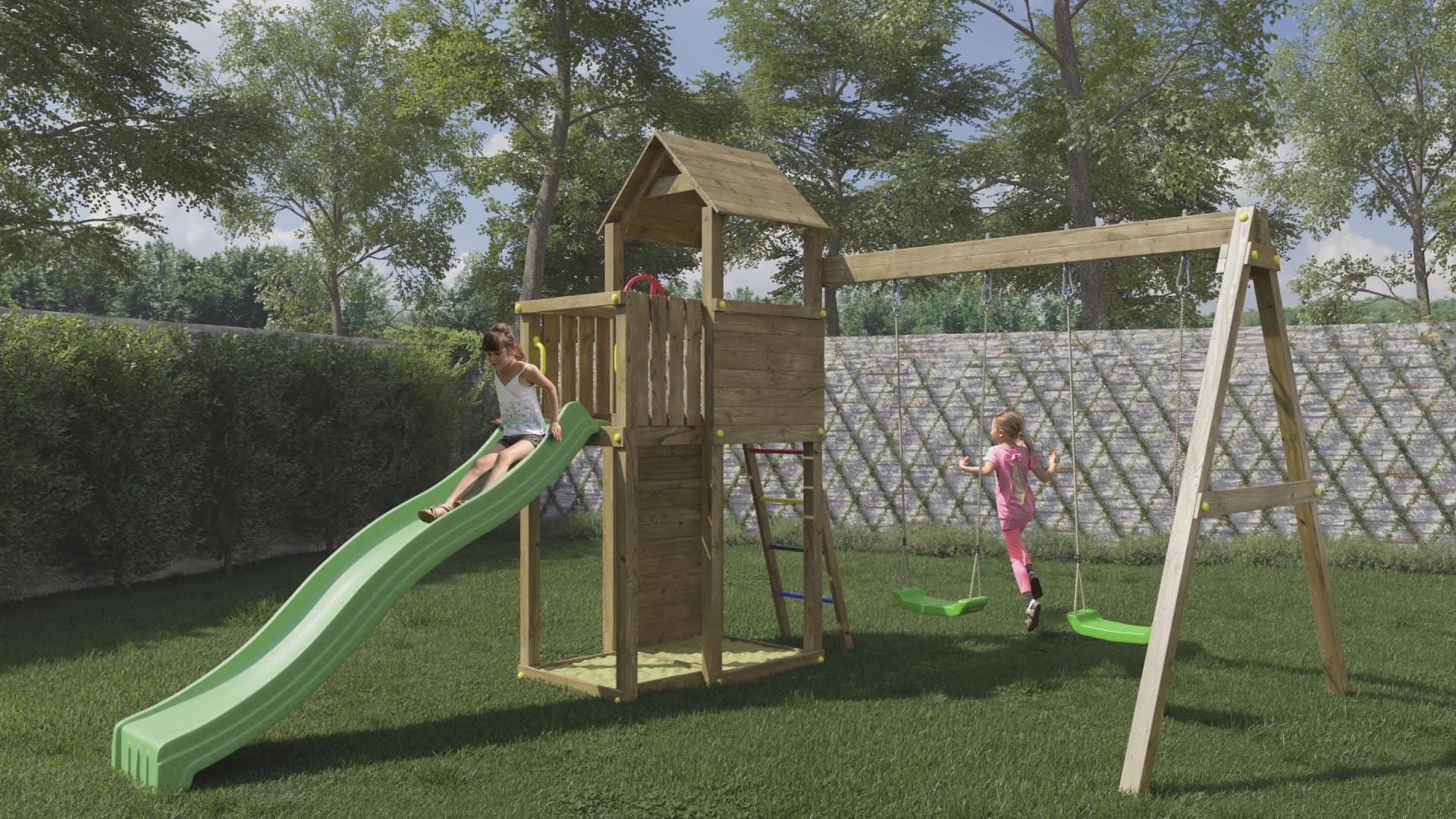 FUNGOO Spielturm Klettergerüst Boomer3 KDI Holzspielplatz - Bild 2