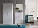 MOEBLO Kleiderschrank ELTO 05 Weiß 2-türig mit Einlegeböden Bild 1