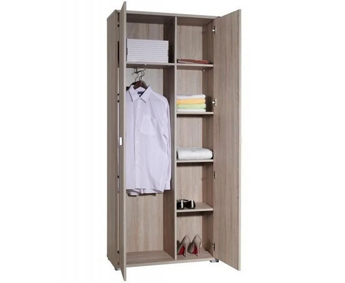 MOEBLO Kleiderschrank ELTO 05 Weiß 2-türig mit Einlegeböden - Bild 3