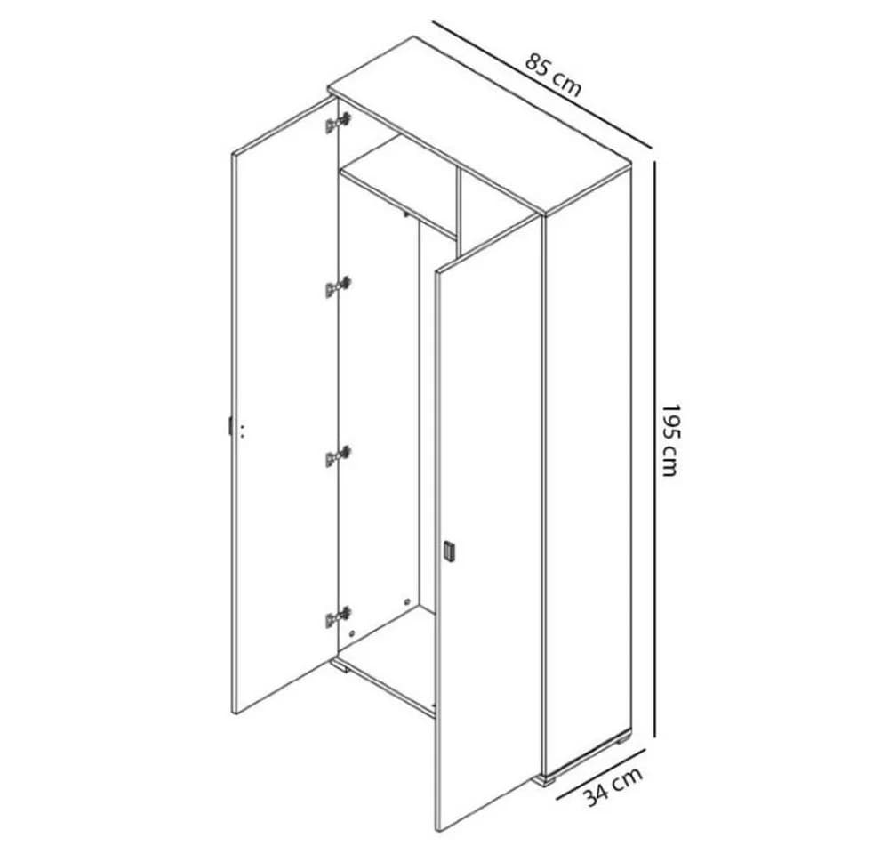 MOEBLO Kleiderschrank ELTO 05 Weiß 2-türig mit Einlegeböden - Bild 4
