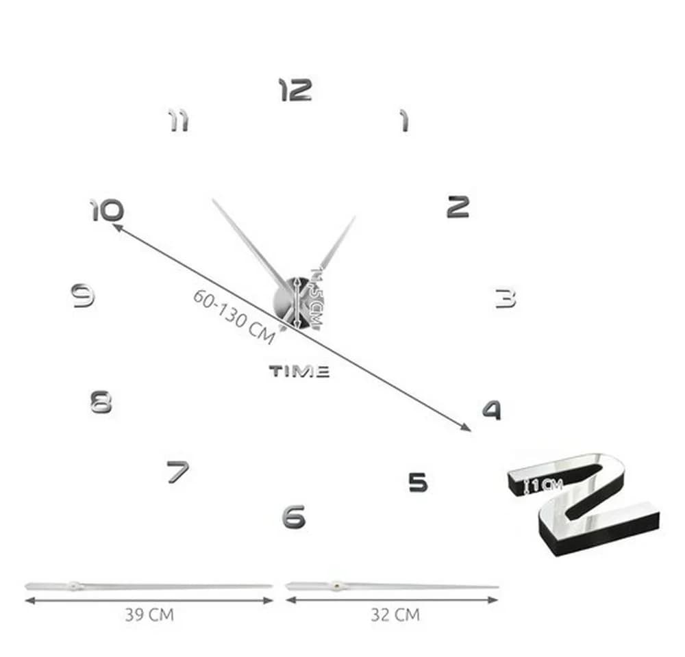 Ruhhy DIY Wanduhr 3D Effekt Silber - Bild 4