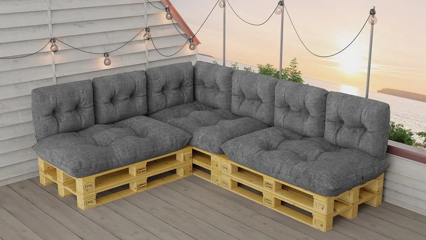 Roysson Garden Palettenkissen Set 10-tlg. Grau Wasserdicht Outdoor - Bild 2