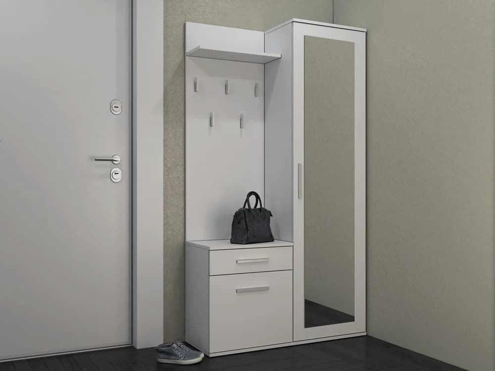 ibonto Garderobenschrank Multifunktionales Garderobenset Mattweiß - Bild 5