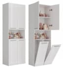 MAGOWA Badezimmerschrank NEL 2 Weiß Hochglanz mit Türen & Körben Bild 3