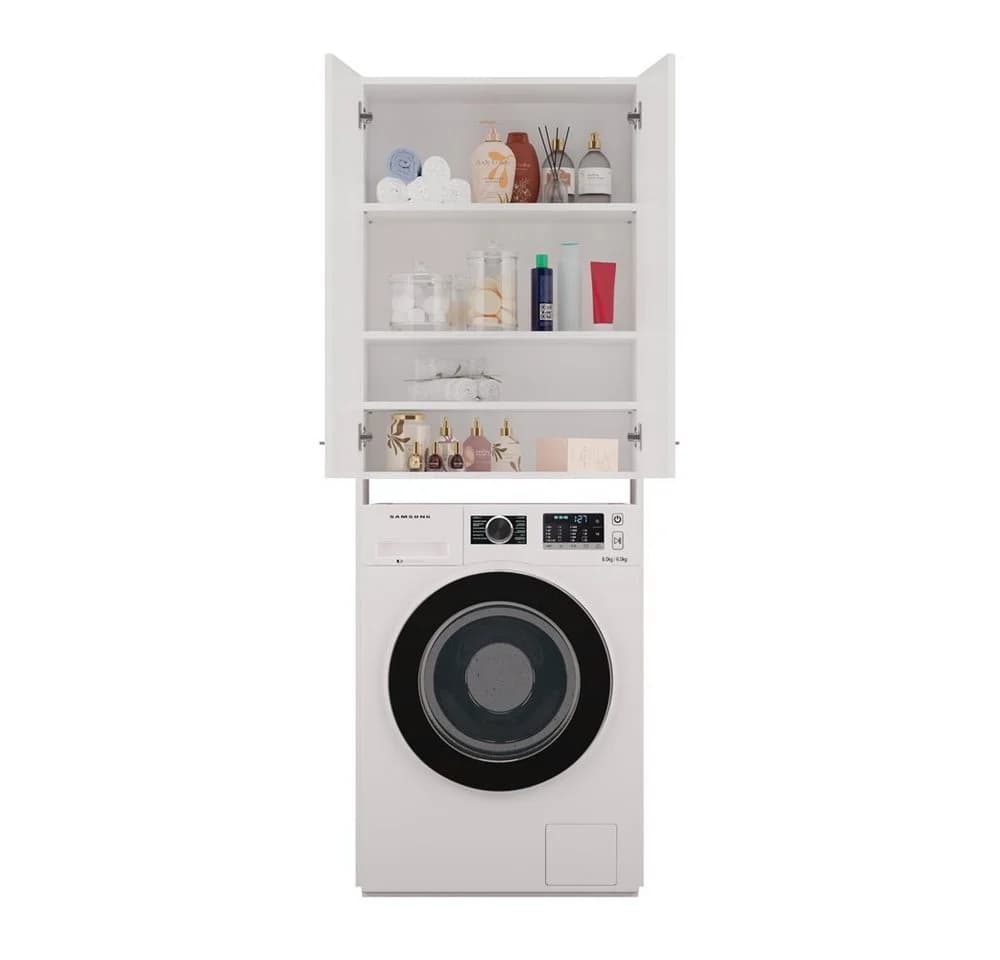 ibonto Hochschrank über Waschmaschine 64x180x30 cm Weiß