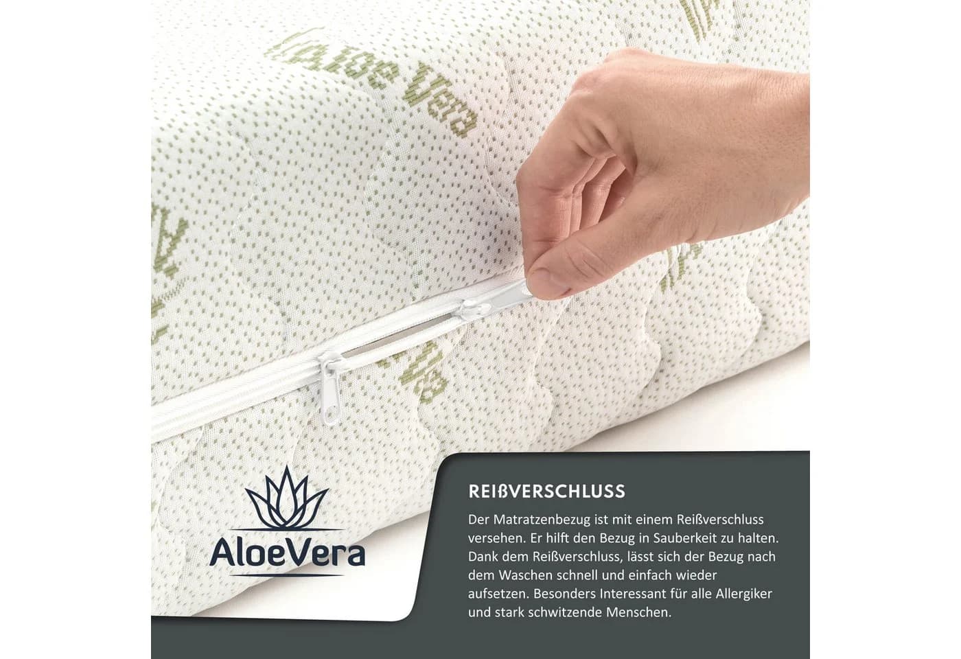 FDM Kaltschaummatratze SAVONA ALOE Wendematratze H3 H4 Aloe Vera Bezug - Bild 5