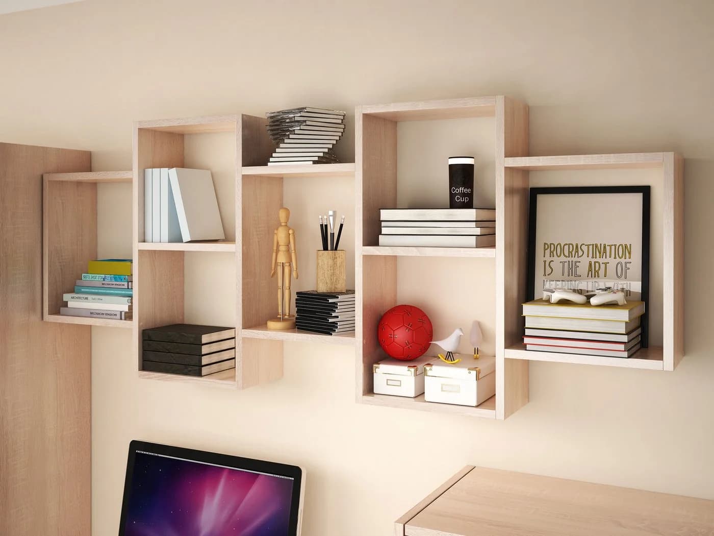 MIRJAN24 Wandregal Trio 001 Beige Modern