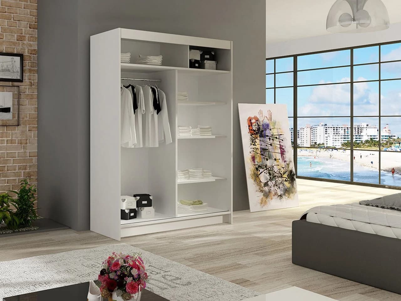 MIRJAN24 Kleiderschrank Miami I Schiebetürenschrank Schwarz Silber - Bild 3