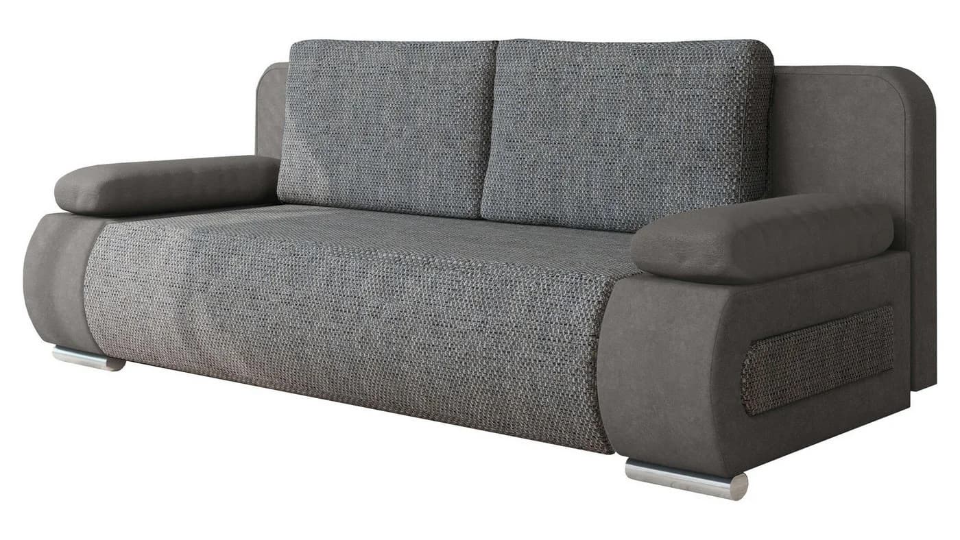 MIRJAN24 Schlafsofa Emma Grau mit Schlaffunktion und Bettkasten
