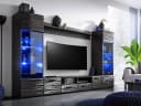 MIRJAN24 Wohnwand Modica 4er-Set Schwarz LED RGB Bild 1