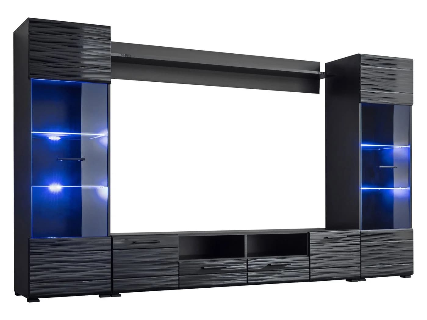 MIRJAN24 Wohnwand Modica 4er-Set Schwarz LED RGB - Bild 2