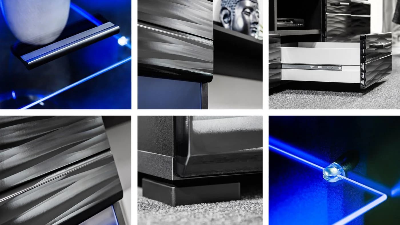 MIRJAN24 Wohnwand Modica 4er-Set Schwarz LED RGB - Bild 4