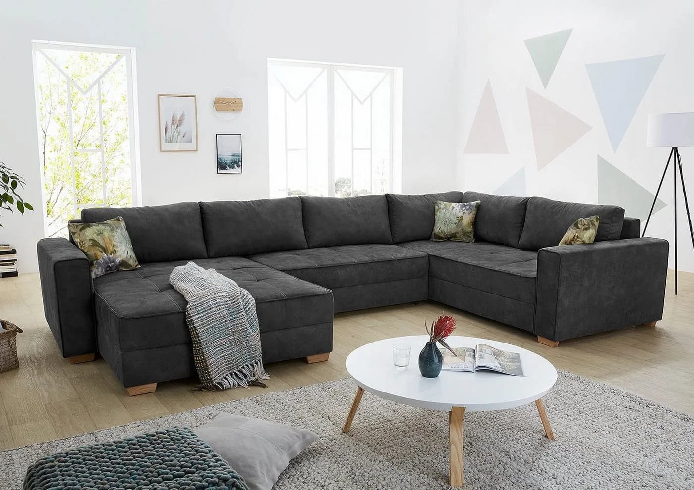 Jockenhöfer Gruppe Wohnlandschaft Brixen U-Form Grau mit Bettfunktion - Bild 2
