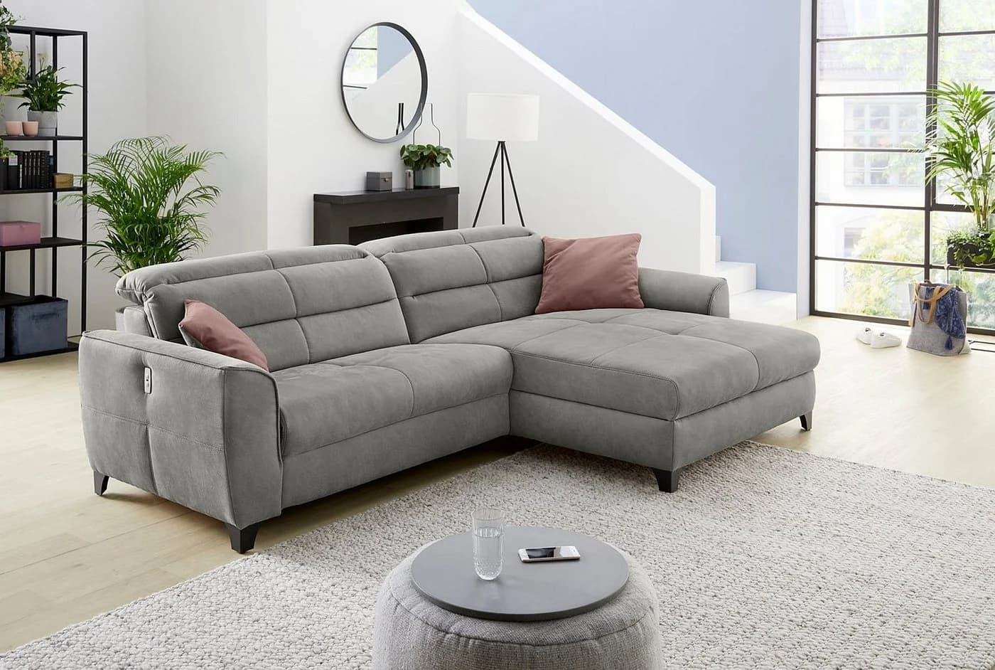 Jockenhöfer Ecksofa Double One L-Form Relax Rosa Grau - Bild 2