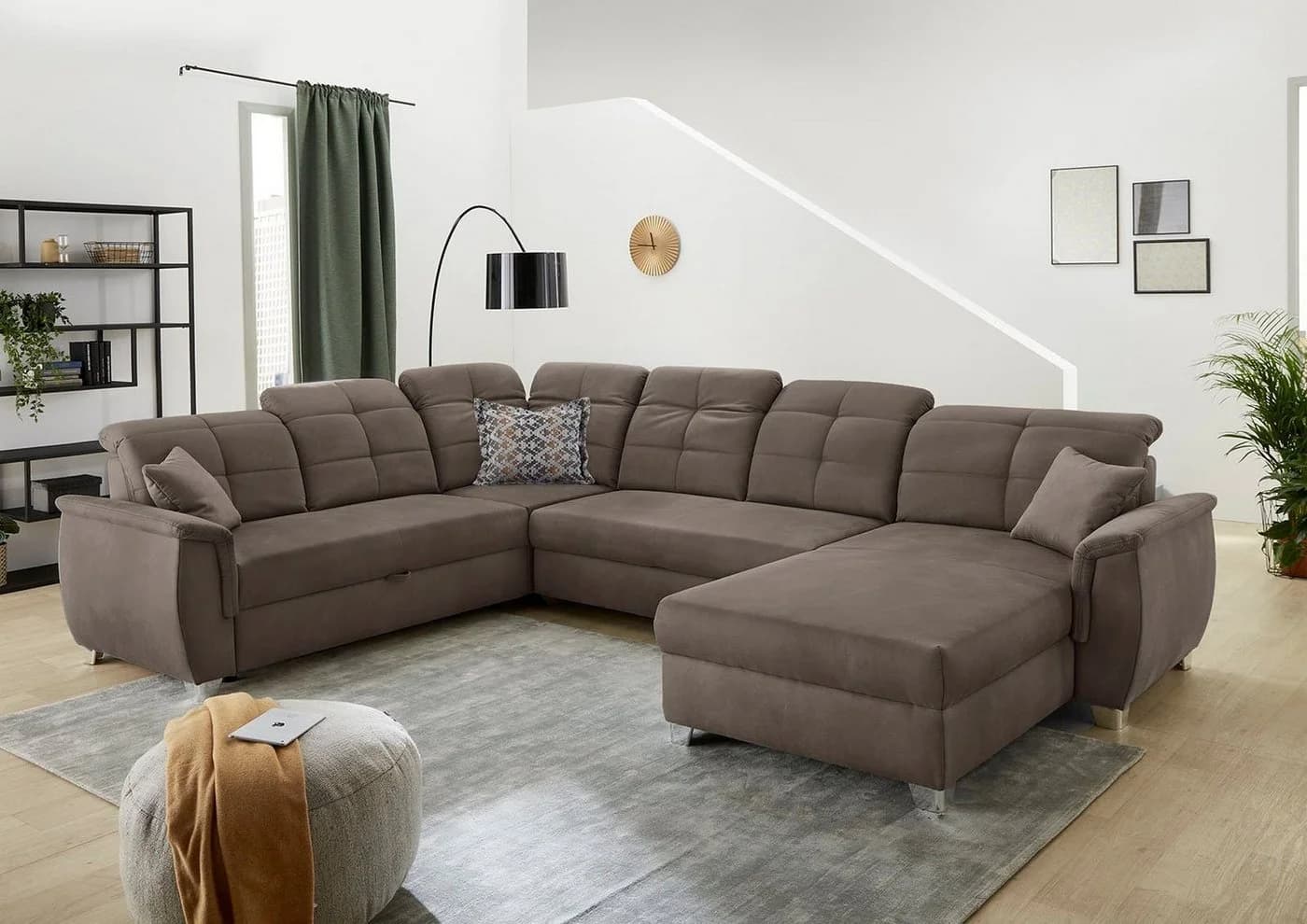 Jockenhöfer Wohnlandschaft Livorno U-Form Dunkelbraun mit Bettfunktion - Bild 2