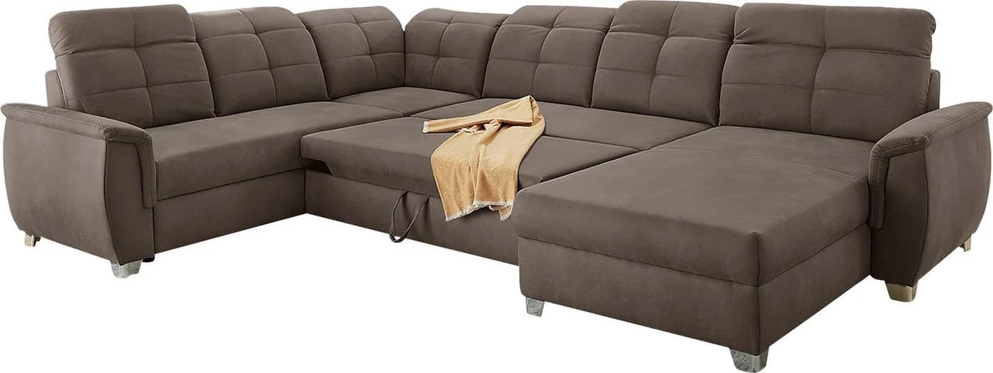 Jockenhöfer Wohnlandschaft Livorno U-Form Dunkelbraun mit Bettfunktion - Bild 3
