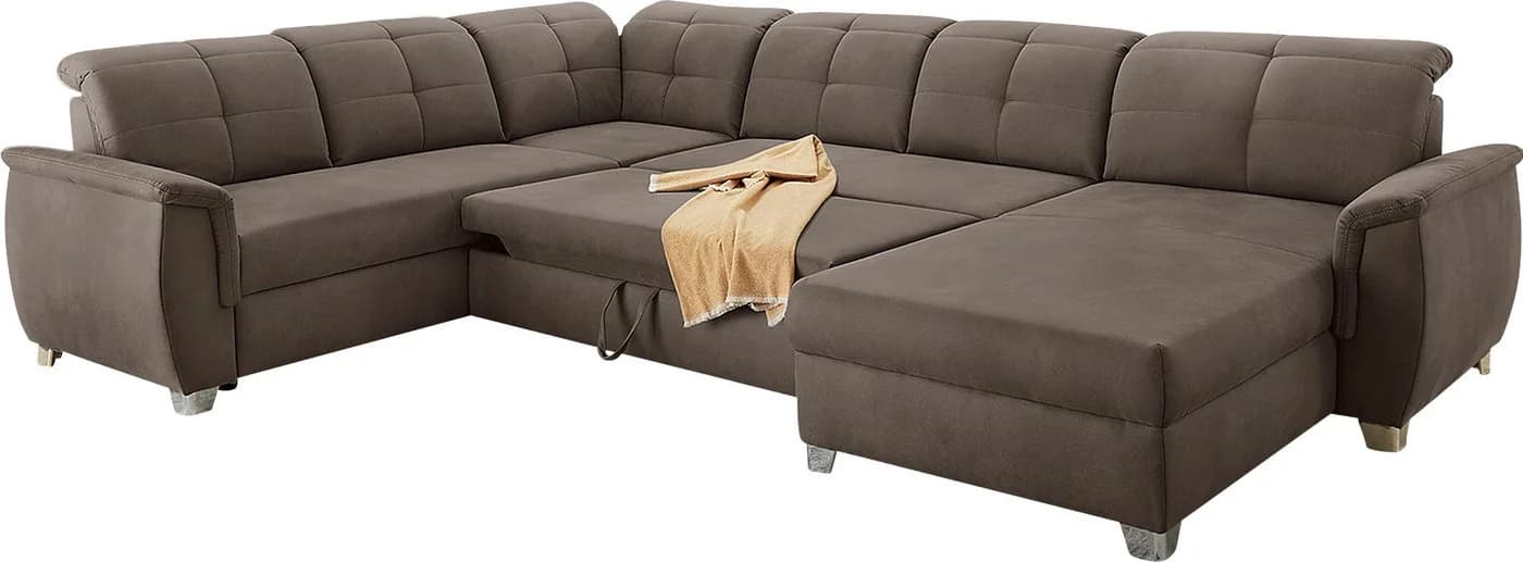 Jockenhöfer Wohnlandschaft Livorno U-Form Dunkelbraun mit Bettfunktion - Bild 4