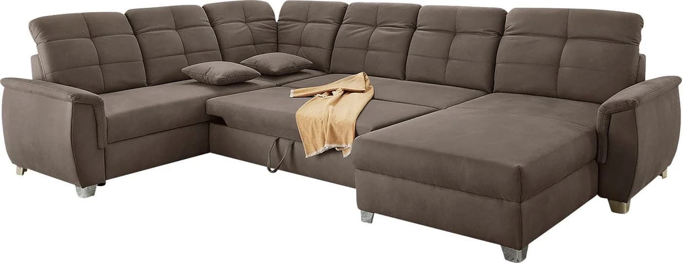Jockenhöfer Wohnlandschaft Livorno U-Form Dunkelbraun mit Bettfunktion - Bild 5