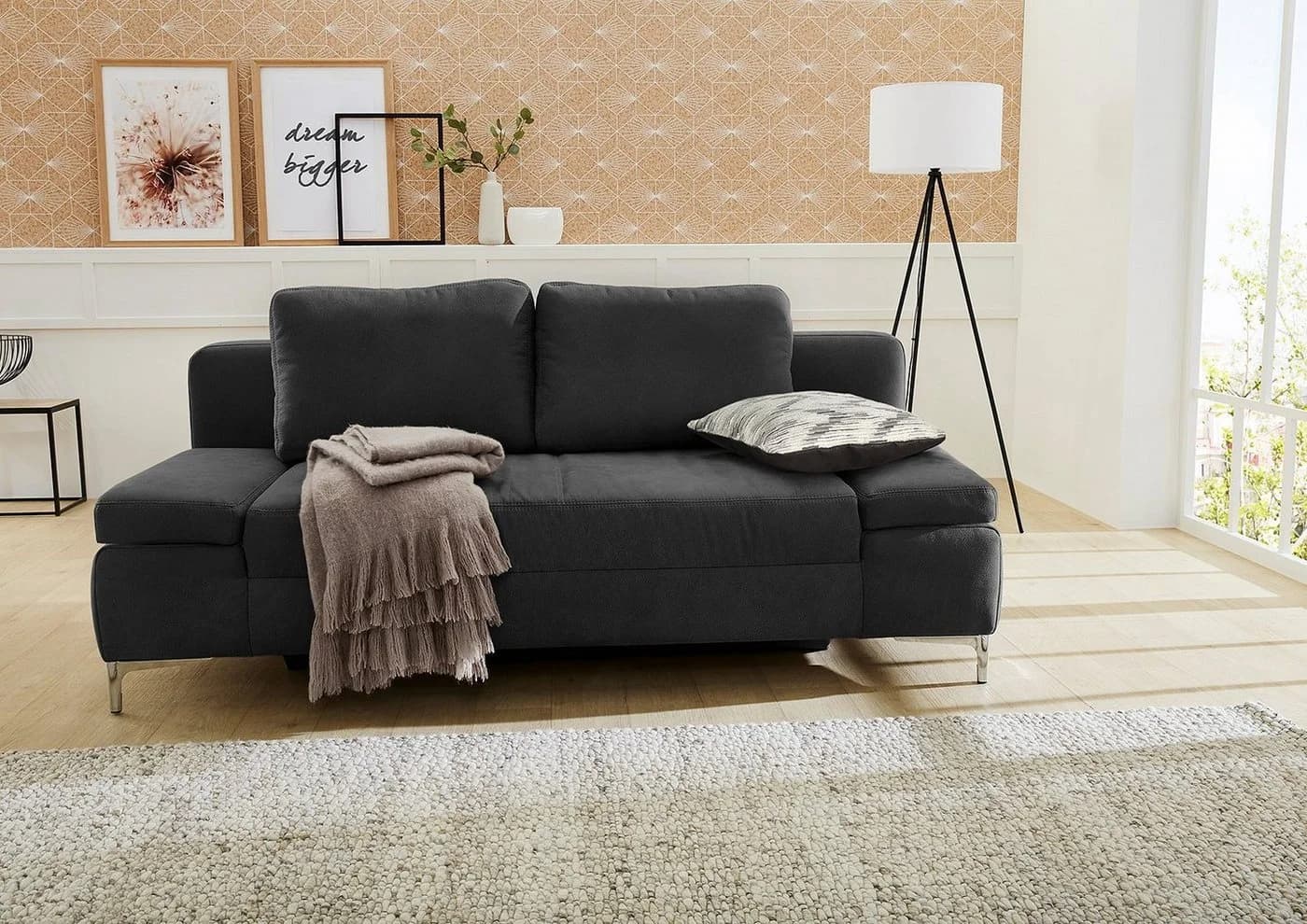 Jockenhöfer Schlafsofa Jano Schwarz mit Bettkasten und Armteilverstellung - Bild 5
