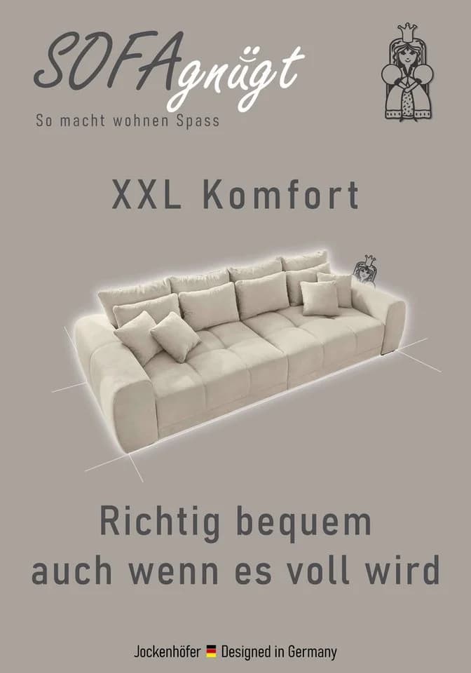 Jockenhöfer Big-Sofa Moldau XXL Grau mit Federkern - Bild 3
