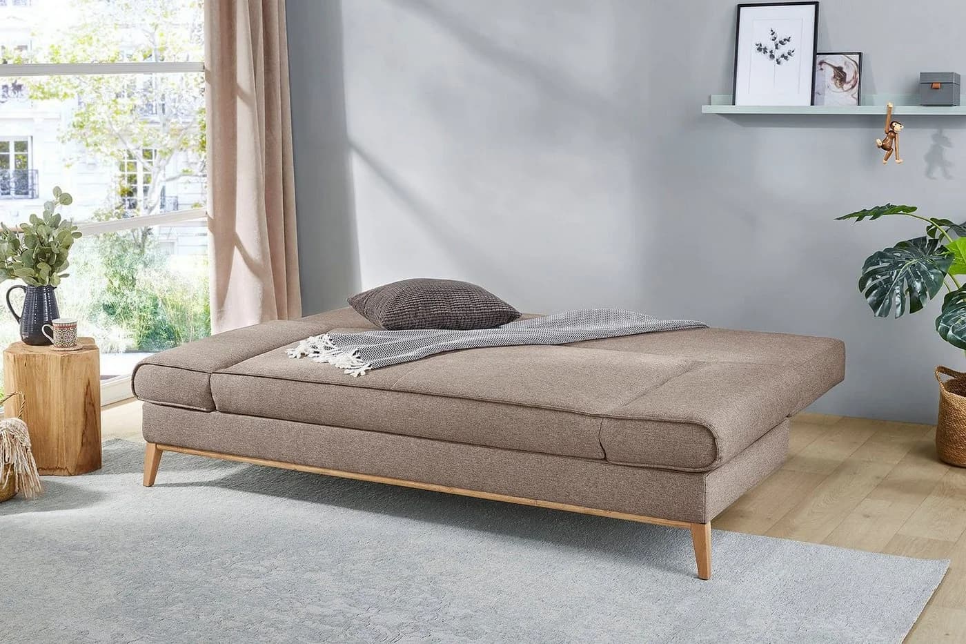 Jockenhöfer Schlafsofa Yann Beige mit Bettfunktion und Bettkasten - Bild 4