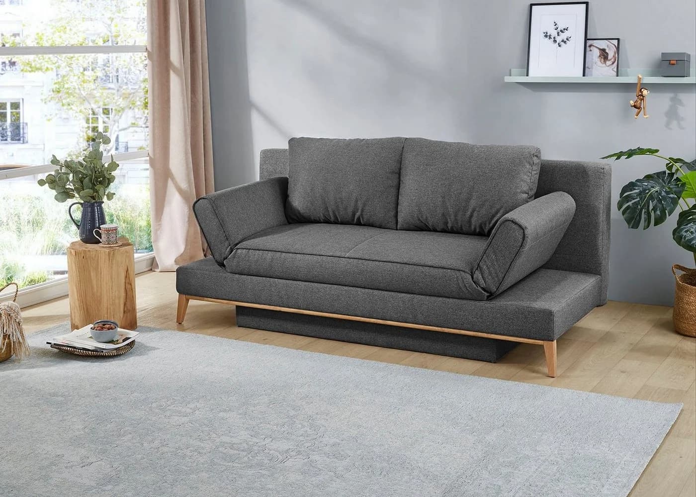 Jockenhöfer Schlafsofa Yann Grau mit Bettfunktion und Bettkasten - Bild 3