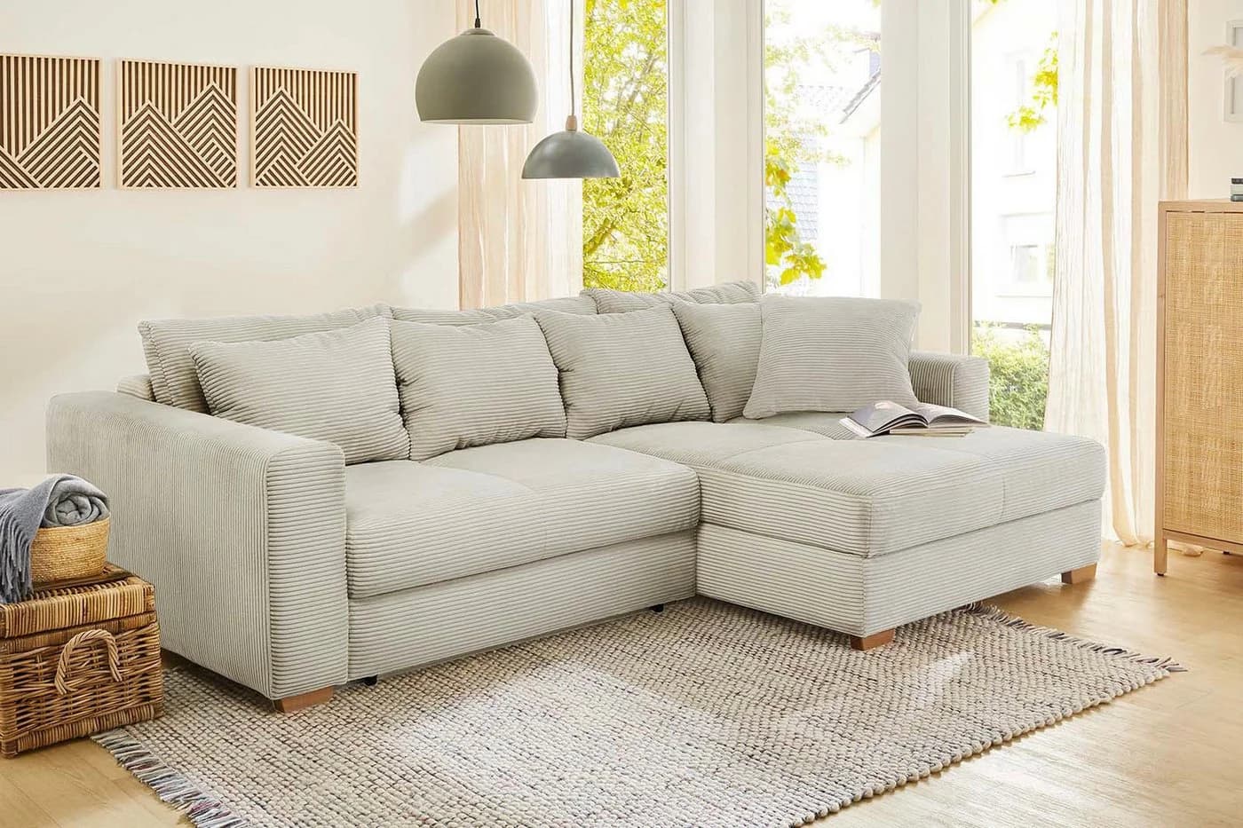 Jockenhöfer Gruppe Ecksofa Kampen L-Form Grau-Beige mit Bettfunktion - Bild 2