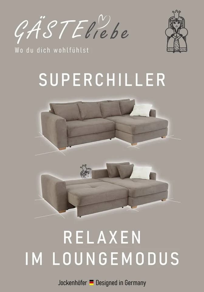 Jockenhöfer Gruppe Ecksofa Kampen L-Form Grau-Beige mit Bettfunktion - Bild 4