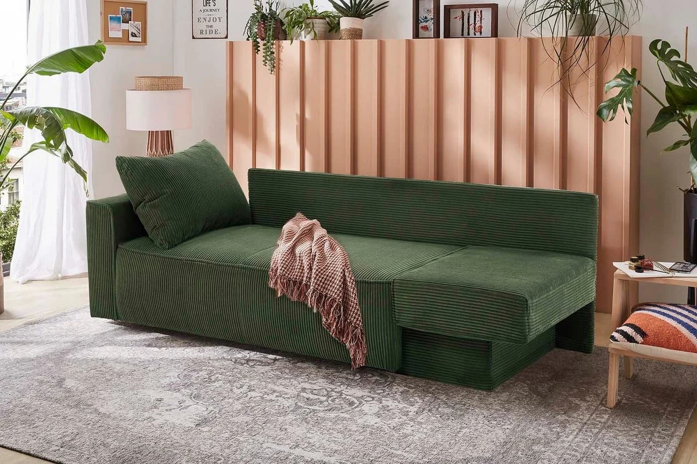 Jockenhöfer Schlafsofa Ron Grün mit Bettfunktion und Bettkasten