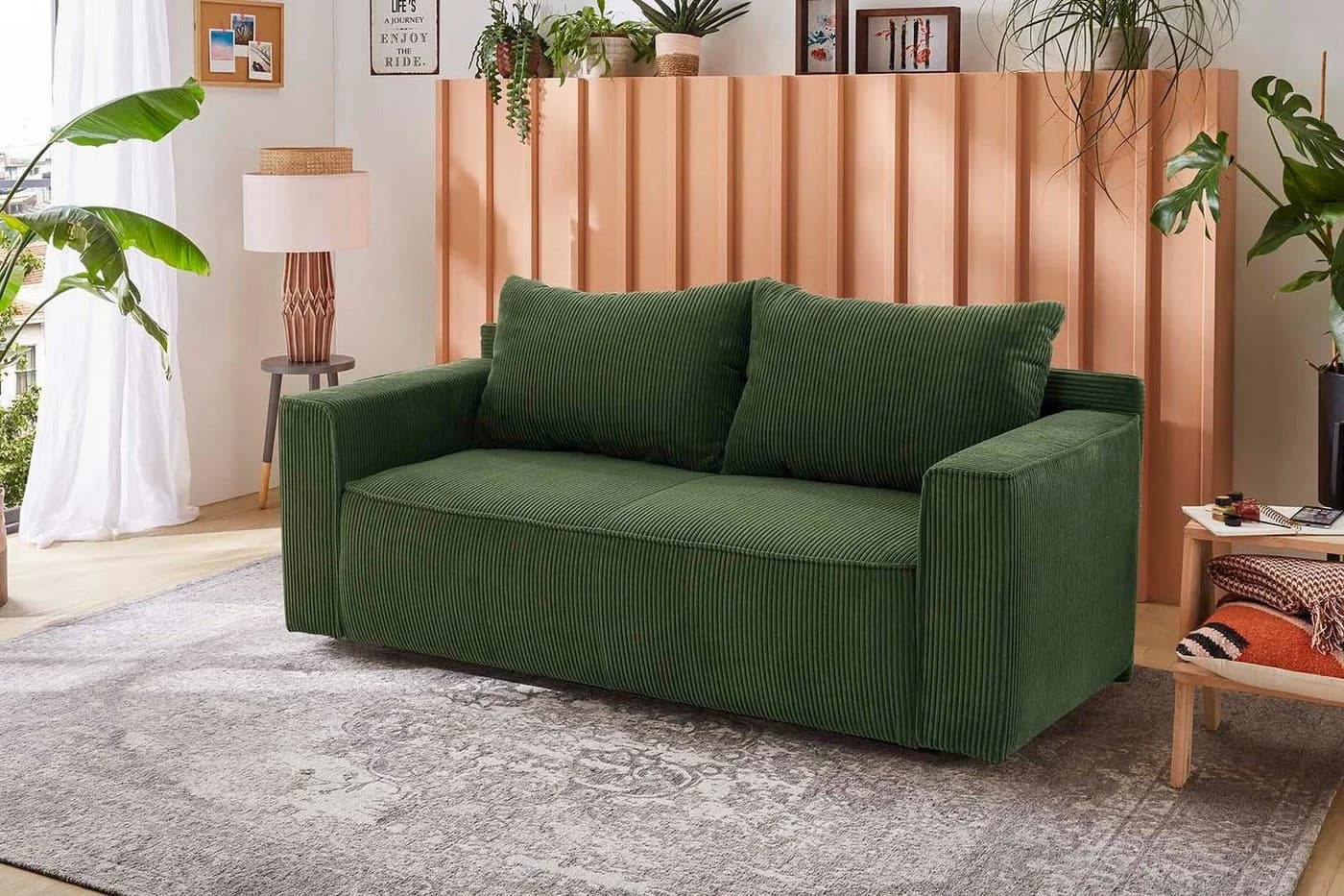 Jockenhöfer Schlafsofa Ron Grün mit Bettfunktion und Bettkasten - Bild 2