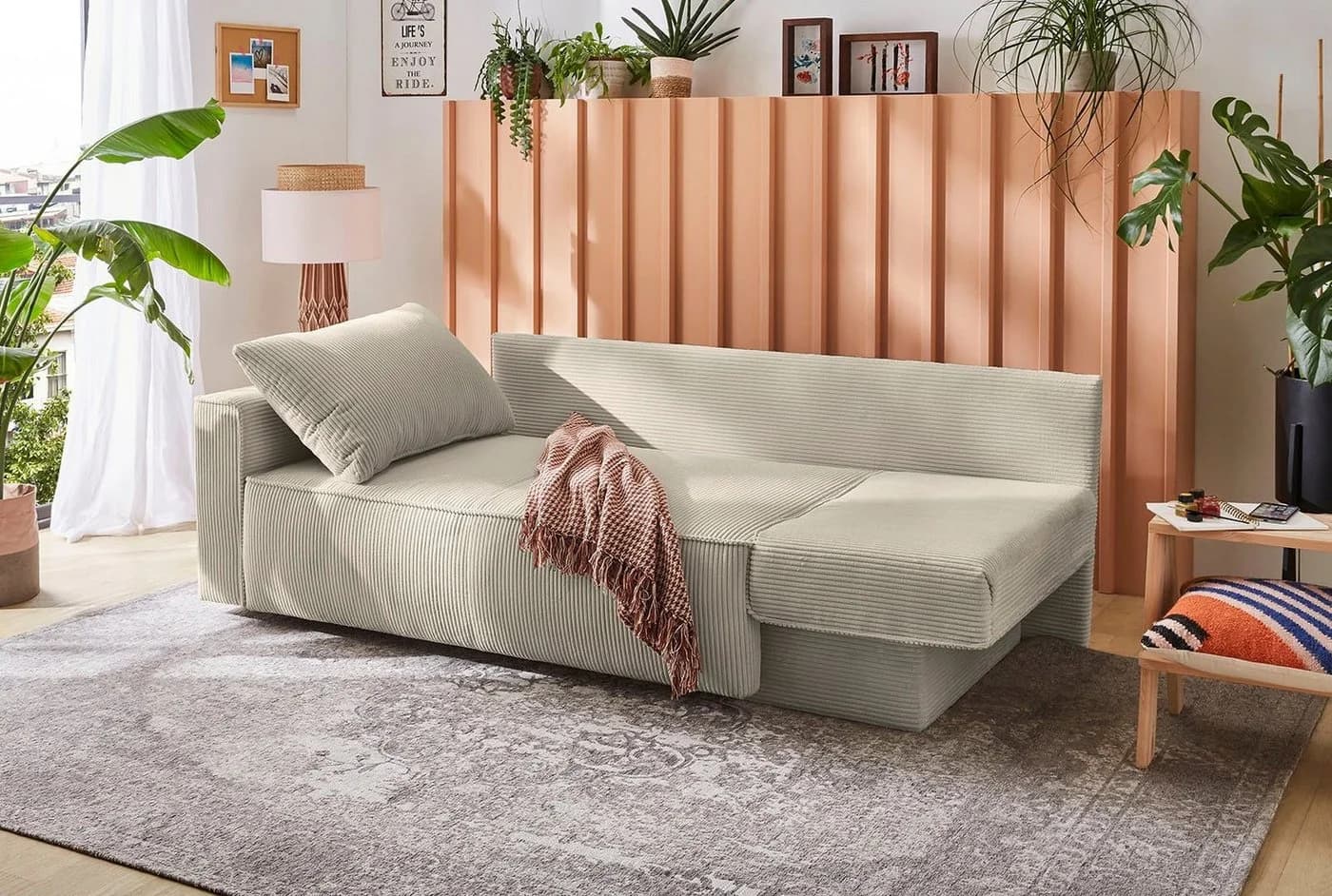 Jockenhöfer Schlafsofa Ron Grau-Beige mit Bettkasten