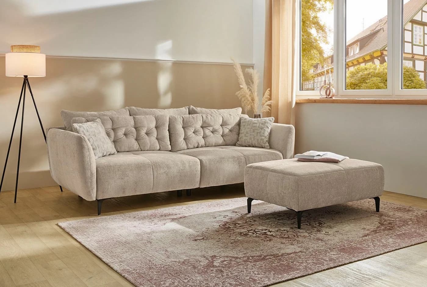 Jockenhöfer Gruppe Big-Sofa Spa Beige Grau Retro-Look - Bild 4