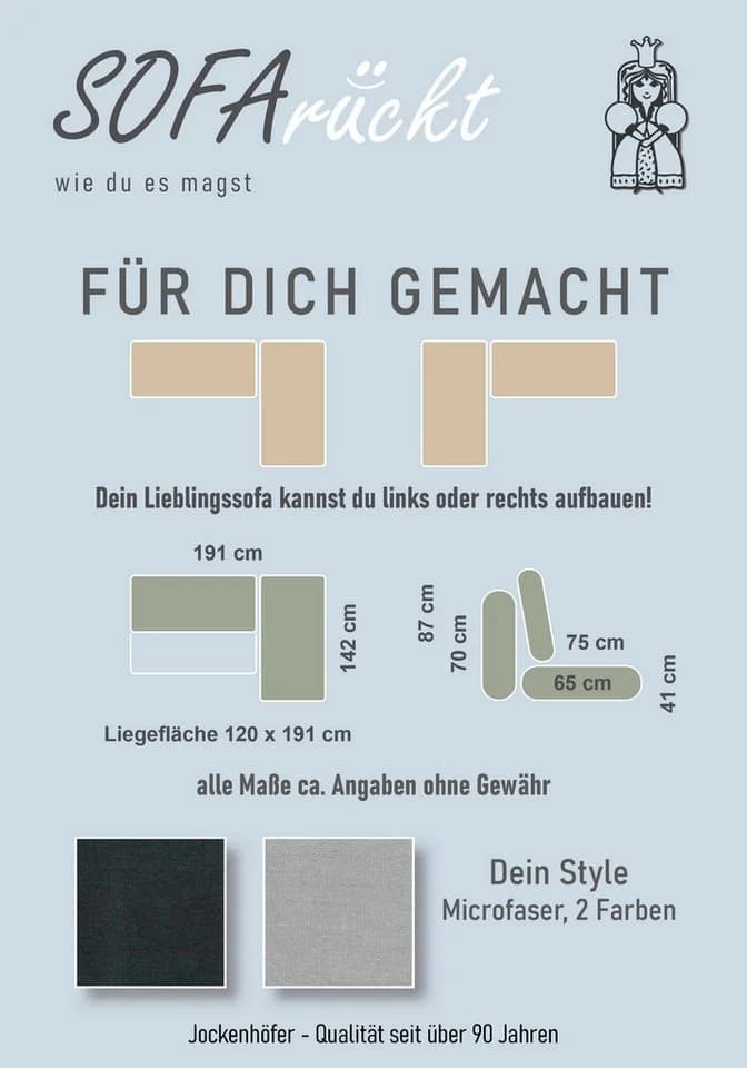 Ecksofa Jockenhöfer Gruppe L-Form Grau mit Bettfunktion - Bild 5