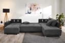 Jockenhöfer Wohnlandschaft Orlando U-Form mit Bettfunktion Grau Bild 1