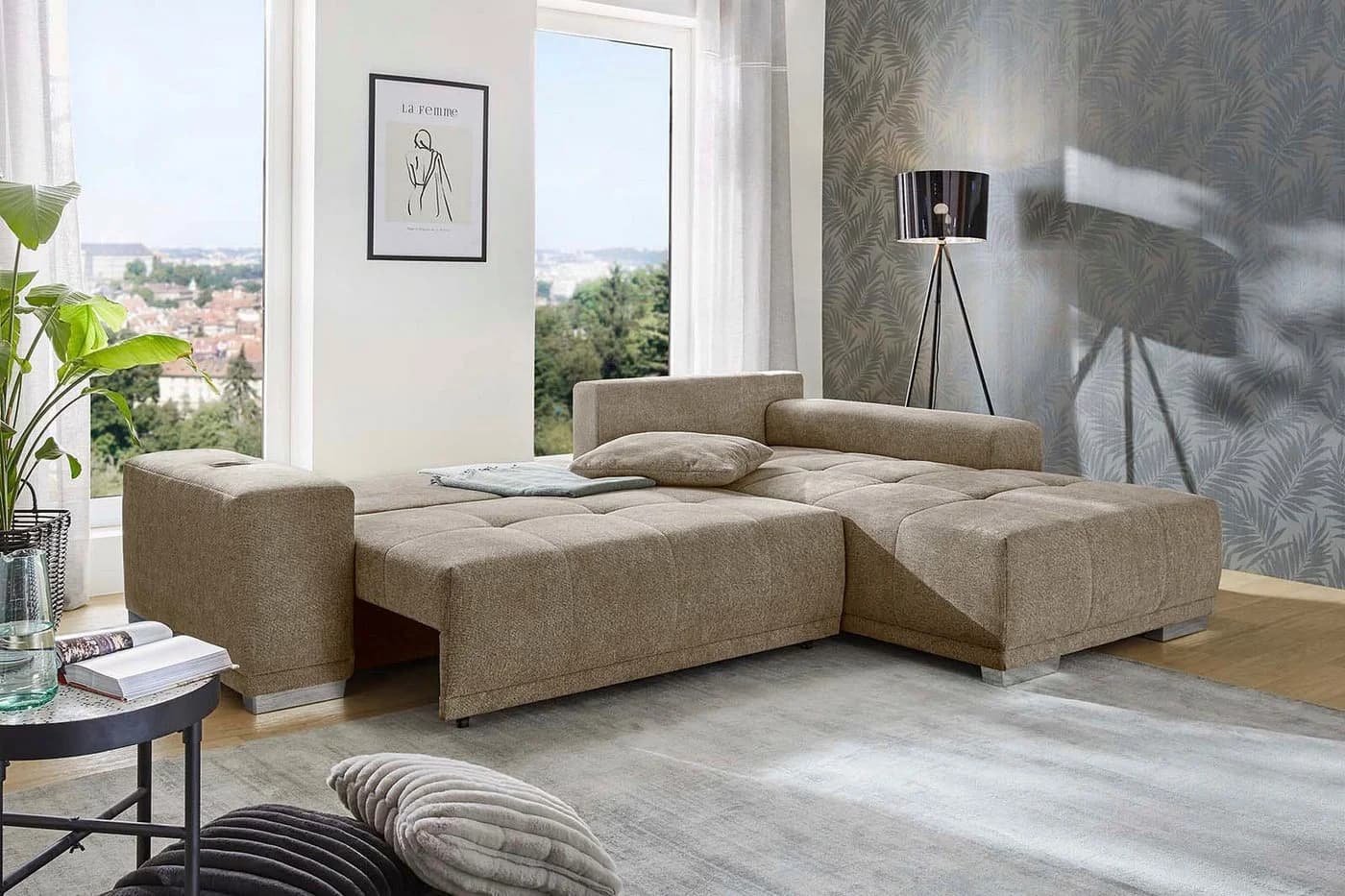 Jockenhöfer Ecksofa Luciano L-Form mit Bettfunktion und USB-Anschluss