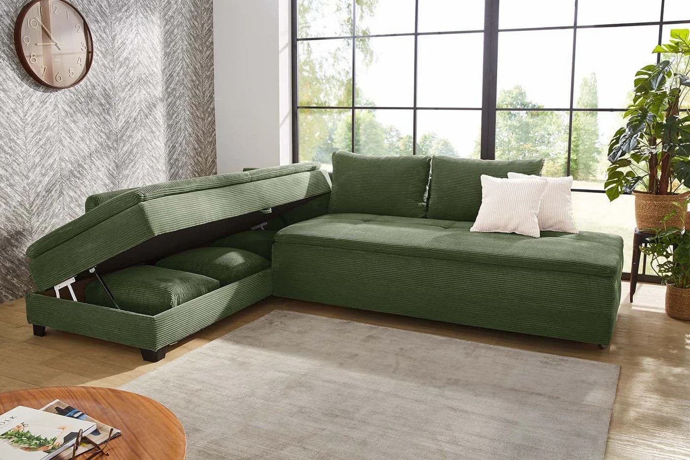 Jockenhöfer Gruppe Ecksofa Madrid L-Form Grün mit Bettfunktion - Bild 4