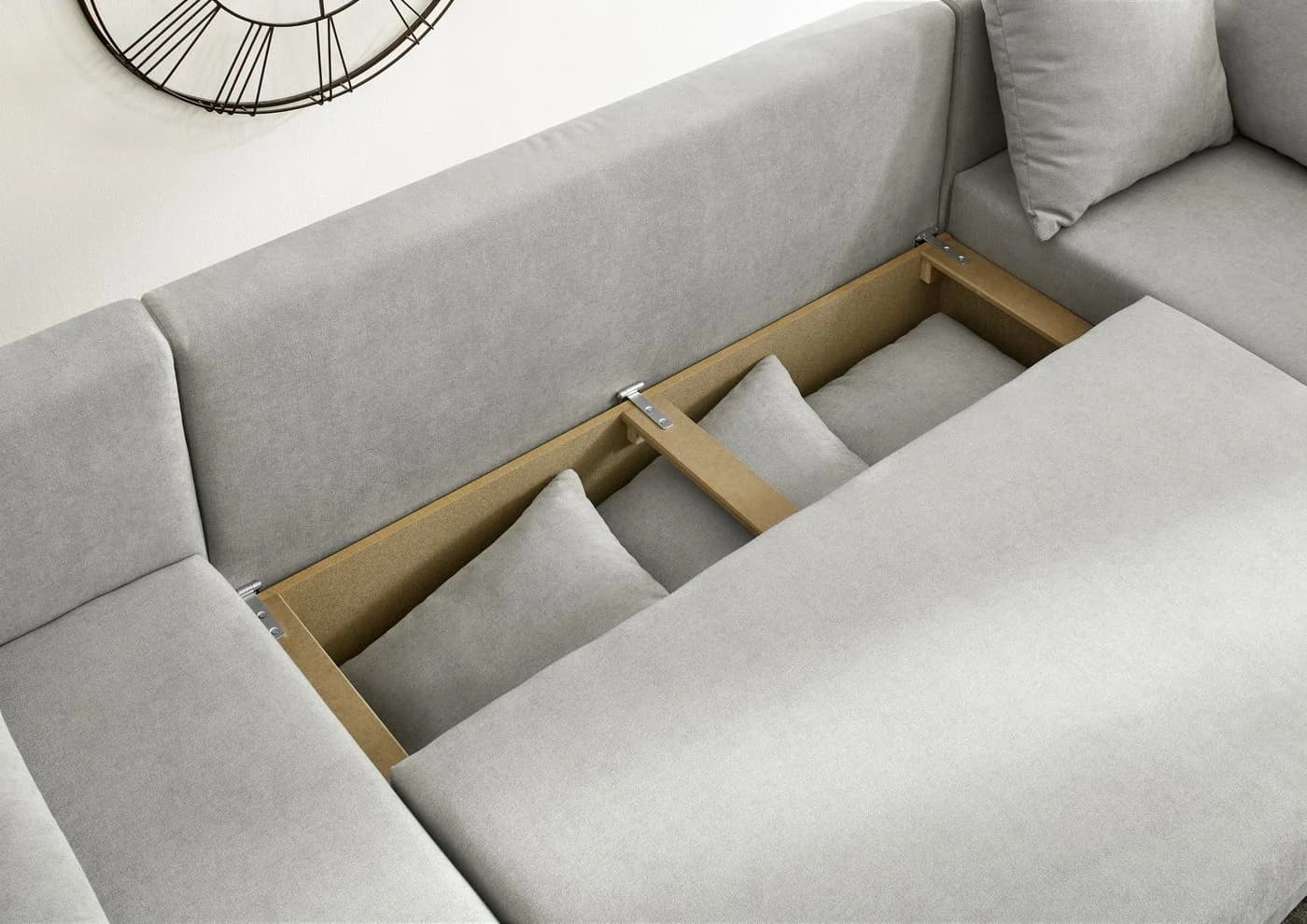 Jockenhöfer Wohnlandschaft Arktis U-Form Grau mit Bettfunktion - Bild 4