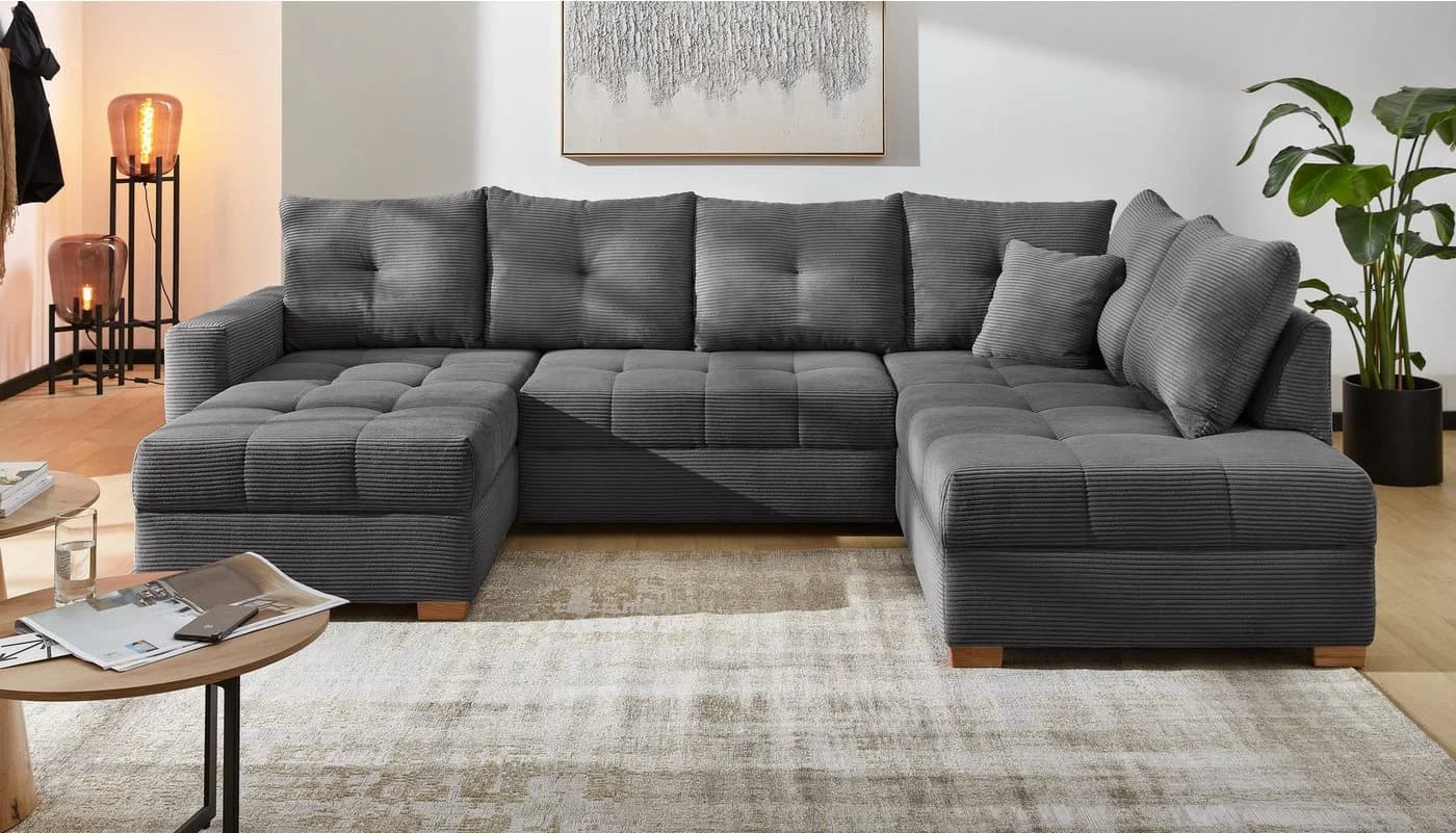 Wohnlandschaft Jockenhöfer Abby U-Form Grau mit Bettfunktion - Bild 2