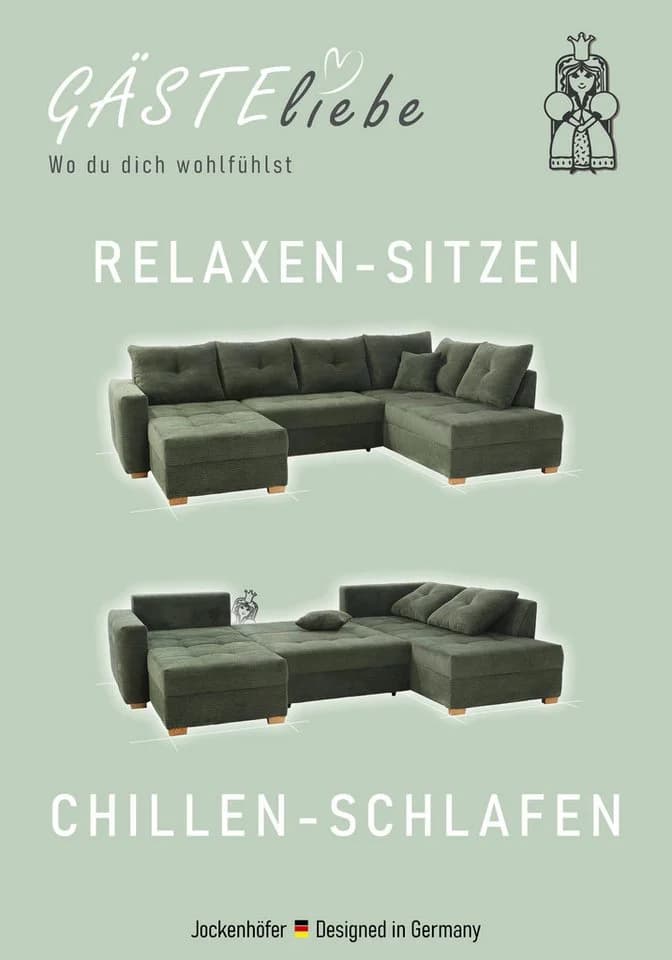 Wohnlandschaft Jockenhöfer Abby U-Form Grau mit Bettfunktion - Bild 4
