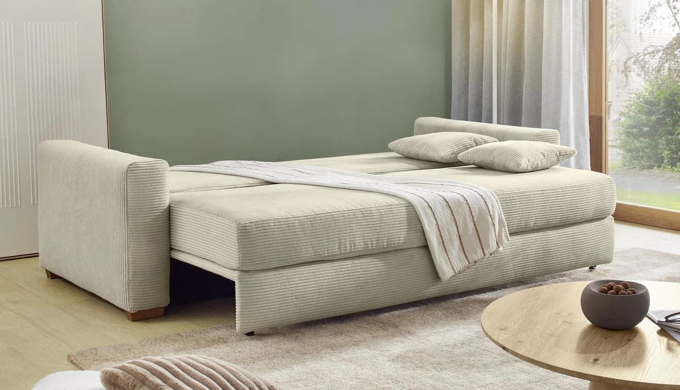 Jockenhöfer Schlafsofa Micha Grau-Beige mit Bettkasten
