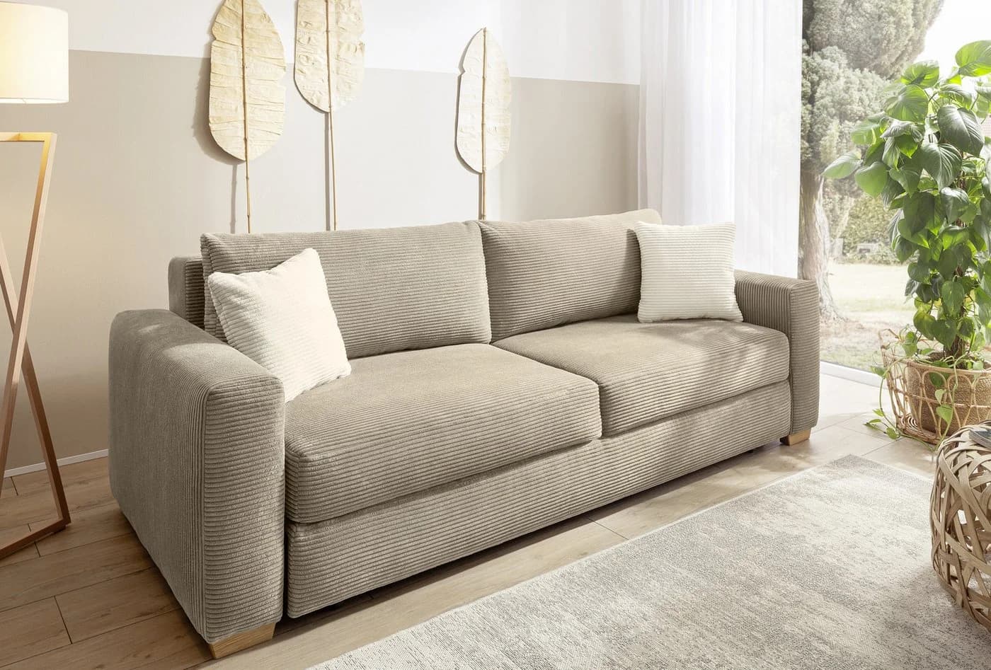 Jockenhöfer Schlafsofa Micha Taupe mit Bettfunktion und Bettkasten - Bild 2