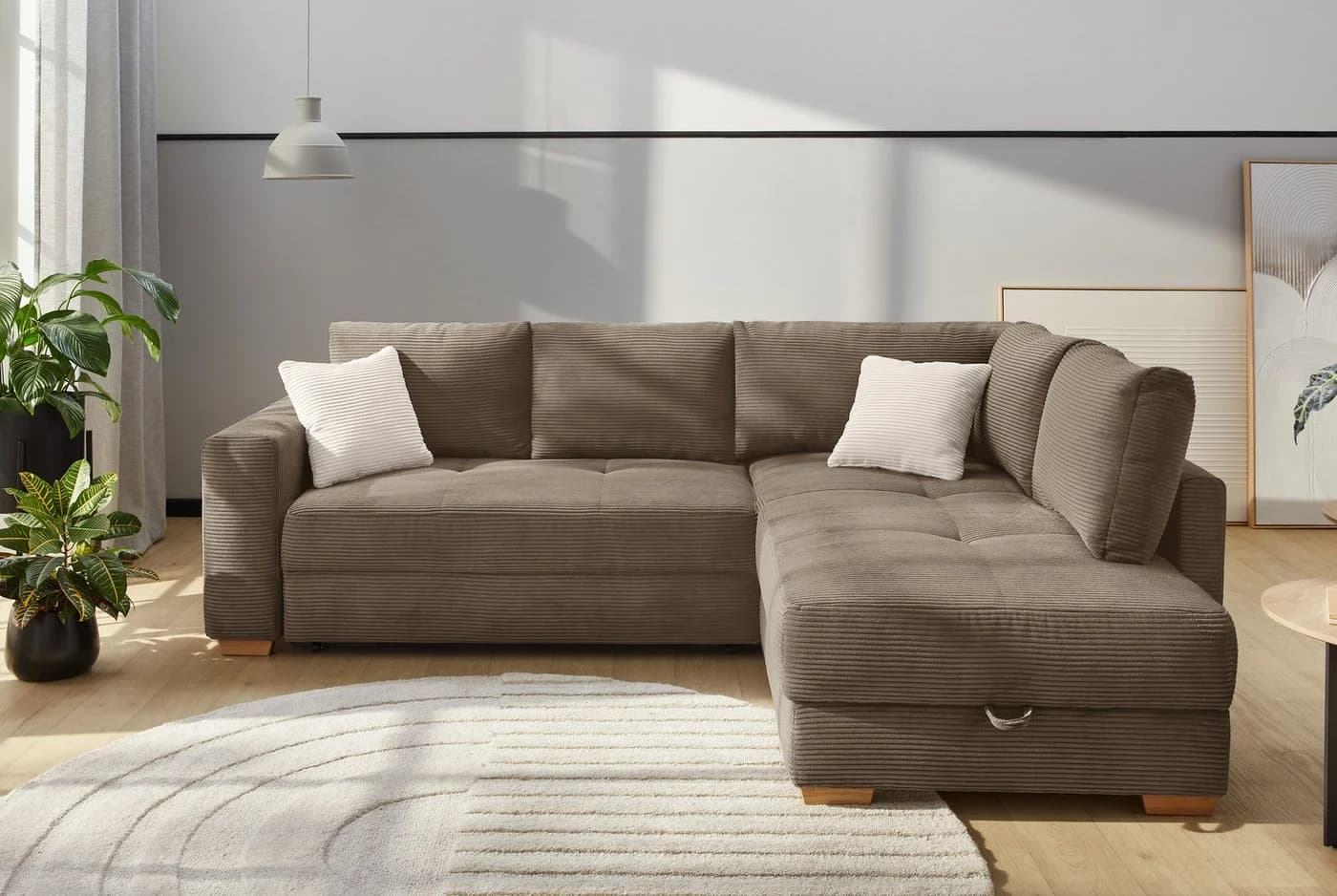 Jockenhöfer Ecksofa Sunset L-Form Taupe mit Bettfunktion - Bild 2