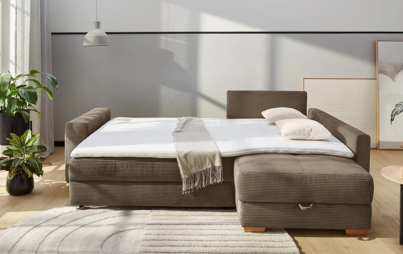 Jockenhöfer Ecksofa Sunset L-Form Taupe mit Bettfunktion - Bild 3