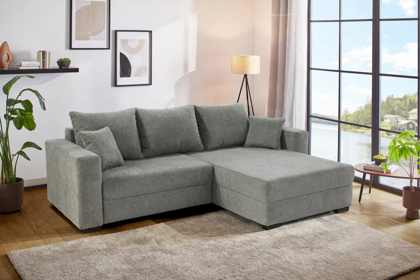 Jockenhöfer Gruppe Ecksofa Elmau XL L-Form Grau mit Bettfunktion - Bild 2