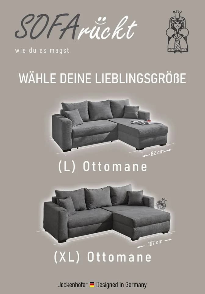 Jockenhöfer Gruppe Ecksofa Elmau XL L-Form Grau mit Bettfunktion - Bild 4
