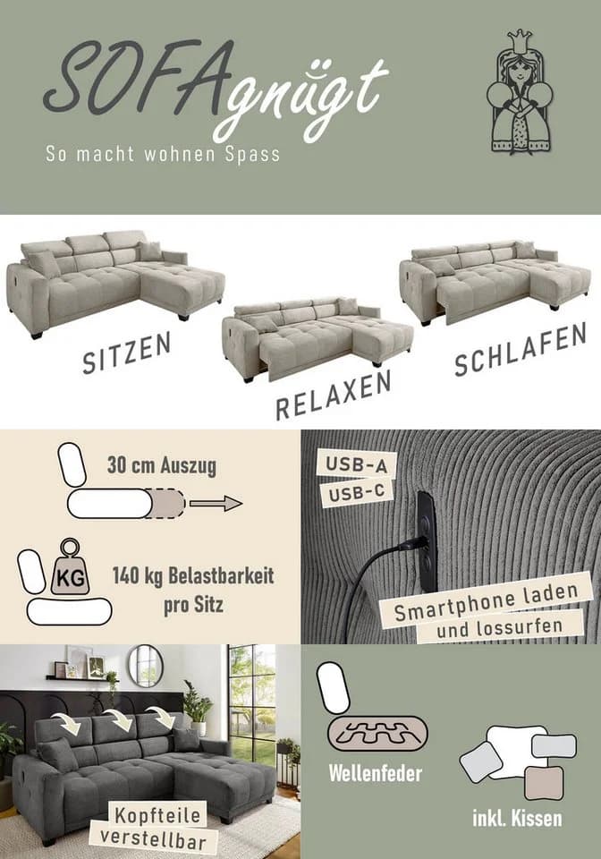 Ecksofa Cremona L-Form Grün Jockenhöfer - Bild 4