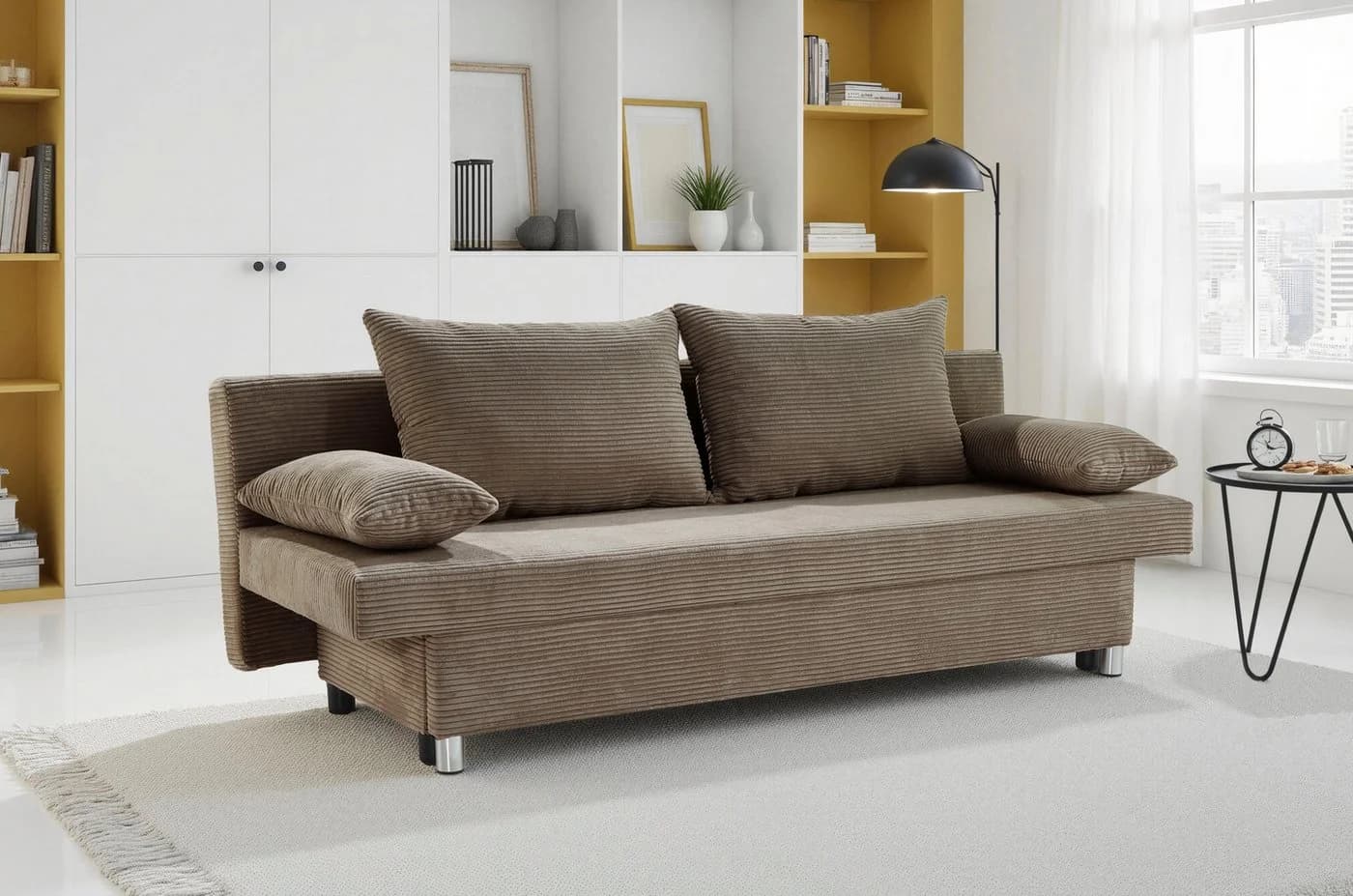 Jockenhöfer Gruppe Schlafsofa Braun Cord mit Bettkasten - Bild 2
