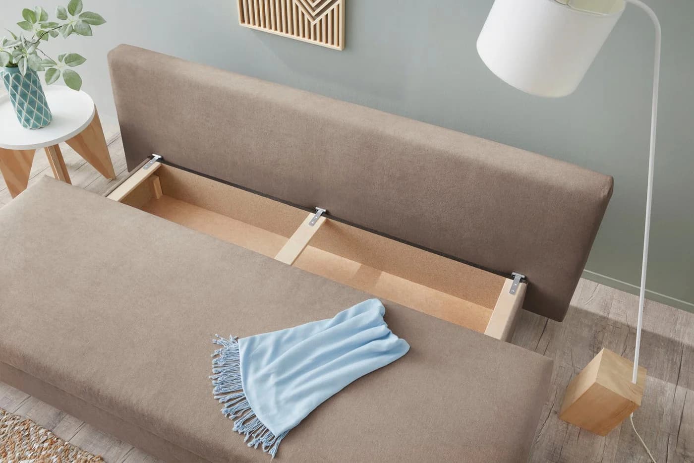 Jockenhöfer Gruppe Schlafsofa Taupe mit Bettkasten & Schlaffunktion - Bild 5