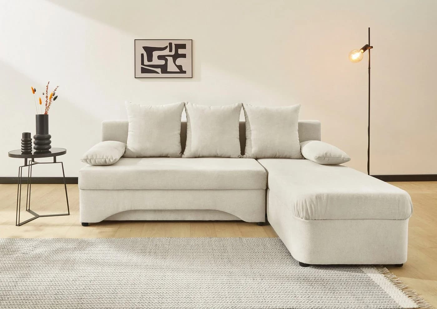 Jockenhöfer Gruppe Ecksofa Polaris L-Form Beige mit Bettfunktion & Bettkasten - Bild 2
