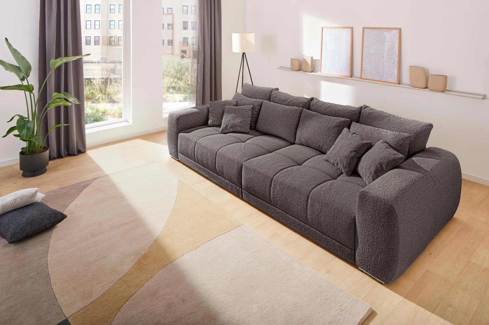 Jockenhöfer Big-Sofa Moldau XXL 306cm Dunkelgrau Polyester Federkern
